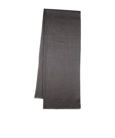 Brunello Cucinelli Laminated Cashmere Blended Scarf In Gray