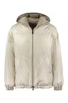 Brunello Cucinelli Reversible Laminated Down Jacket In Beige