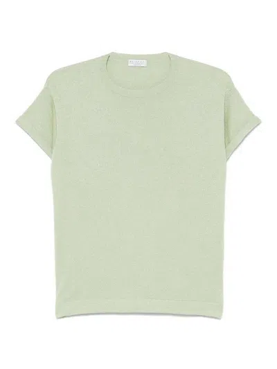 Brunello Cucinelli Laminated Sweater In Green