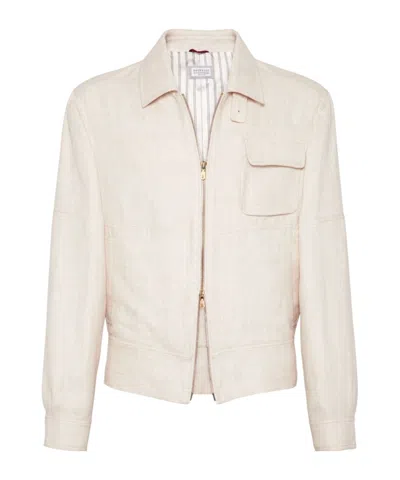 Brunello Cucinelli Lapel Casual Jacket In White