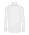 Brunello Cucinelli Lapel Long Sleeve Shirt In White
