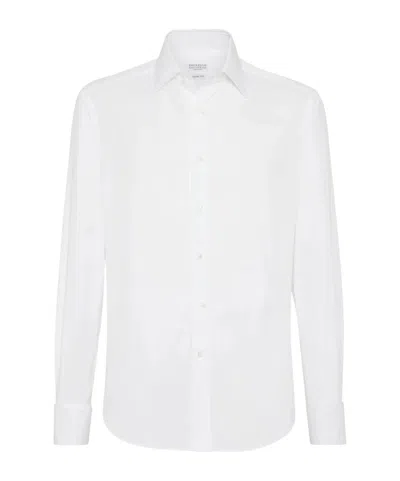 Brunello Cucinelli Lapel Long Sleeve Shirt In White
