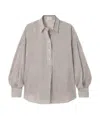 Brunello Cucinelli Lapel Long-sleeved Shirt In Brown/white