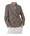 Brunello Cucinelli Wool Double-breasted Jacket With Front Pockets In Brown