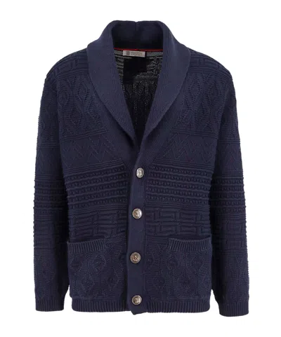 Brunello Cucinelli Lapel Long-sleeved Sweater In Black