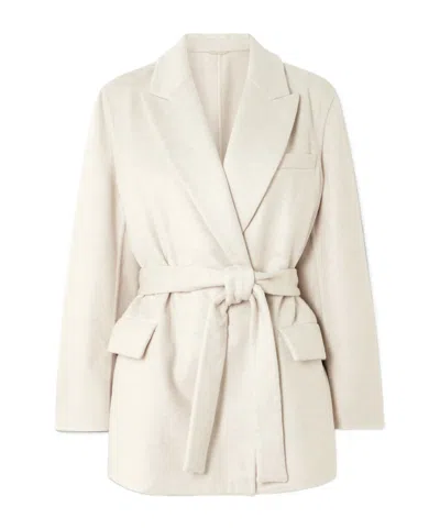Brunello Cucinelli Belted Bead-embellished Corduroy Blazer In Ecru