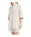 Brunello Cucinelli Linen Checked Shirt Short Sleeves In Youtai Huang