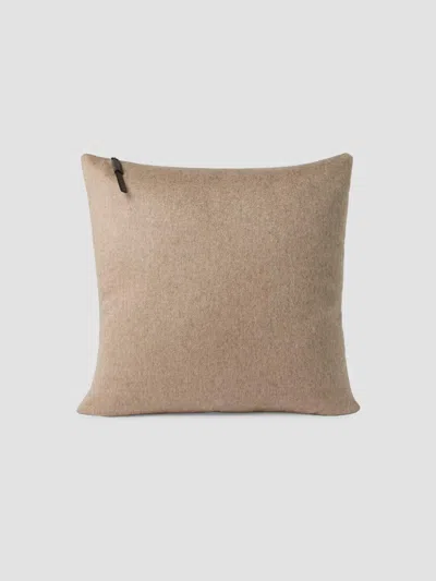 Brunello Cucinelli Large Double Cashmere Beaver Cloth Cushion In Brown