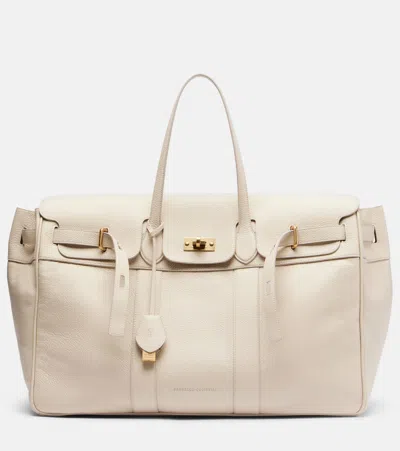 Brunello Cucinelli Large Leather Tote Bag In White