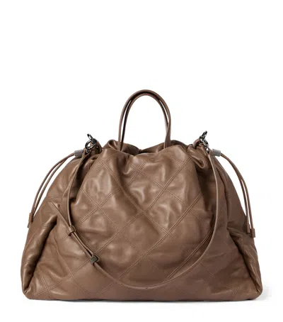 Brunello Cucinelli Large Mellow Shopper Bag In Brown