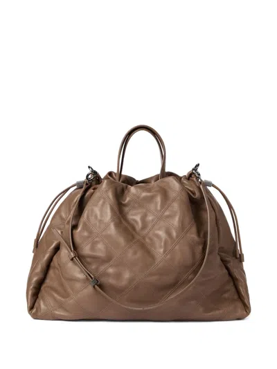 Brunello Cucinelli Large Mellow Tote Bag In Brown