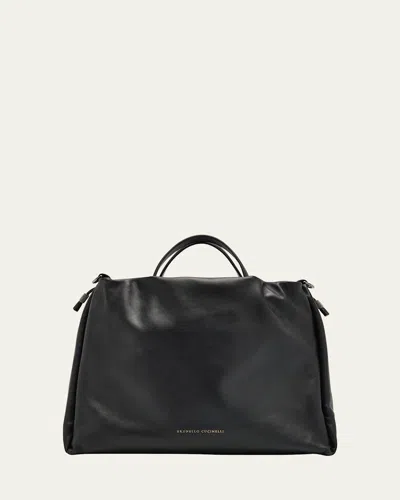 Brunello Cucinelli Large Puffy Leather Top-handle Bag