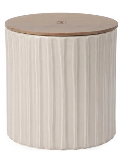 Brunello Cucinelli Large Scented Candle In Ridged Ceramic Vessel With Walnut Wood Lid In Neutral