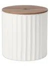 Brunello Cucinelli Large Scented Candle In Ridged Ceramic Vessel With Walnut Wood Lid In White