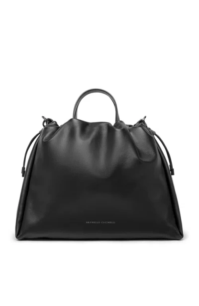 BRUNELLO CUCINELLI BRUNELLO CUCINELLI LARGE SOFT LEATHER MELLOW SHOPPER BAG