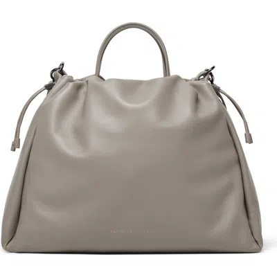 Brunello Cucinelli Large Soft Leather Mellow Shopper Bag In Light Grey