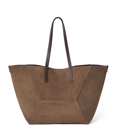 Brunello Cucinelli Large Suede Bc Duo Tote Bag In Brown