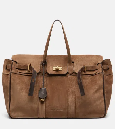 Brunello Cucinelli Large Suede Tote Bag In Brown
