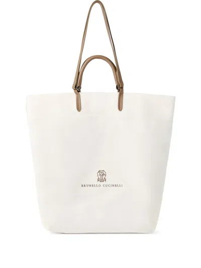 Brunello Cucinelli Large Tote Bag In White
