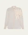 Brunello Cucinelli Laser Cut Crispy Silk Chiffon Blouse In C8539 Light Beige