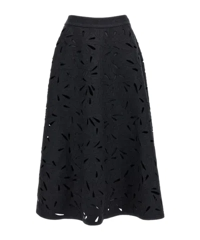 Brunello Cucinelli Laser-cut Skirt In Grey