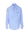 Brunello Cucinelli Women Lavalliere Shirt With Shiny Flap Detail In Blue