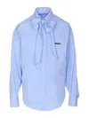 Brunello Cucinelli Bow Pocket Long Sleeve Shirt In Blue
