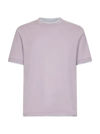 Brunello Cucinelli Lavender Cotton Faux Layering T-shirt