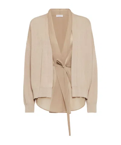 BRUNELLO CUCINELLI BRUNELLO CUCINELLI LAYERED KNIT CARDIGAN