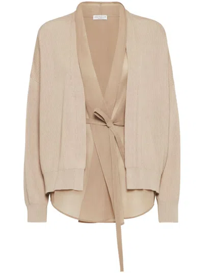 Brunello Cucinelli Cardigan Im Layering-look In Nude