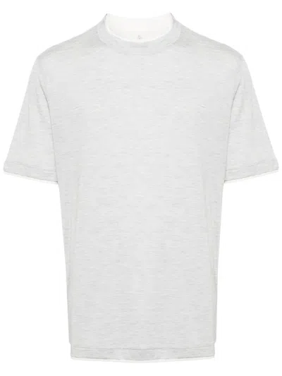Brunello Cucinelli Layered Cotton T-shirt In Grey
