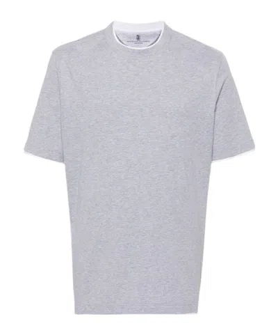 BRUNELLO CUCINELLI BRUNELLO CUCINELLI LOGO-EMBROIDERED CREWNECK T-SHIRT