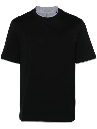 Brunello Cucinelli Layered-effect Crewneck T-shirt In Black