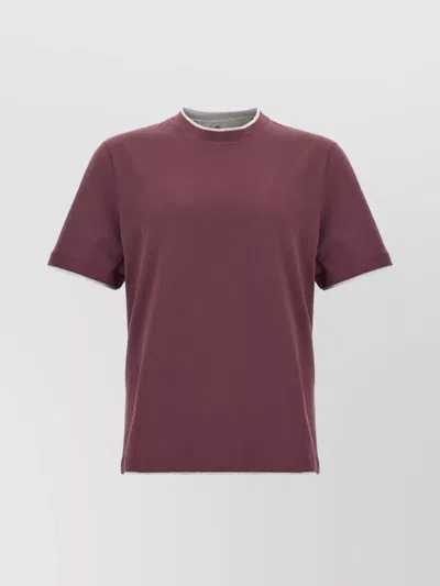 Brunello Cucinelli Layered Crew Neck T-shirt In Burgundy