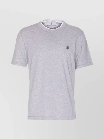 Brunello Cucinelli Layered Crewneck T-shirt Stitch Detailing In Gray