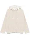 Brunello Cucinelli Ribbed Knit Layered Jacket With Stand-up Collar In Neutrals