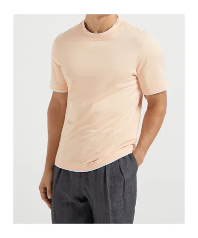 Brunello Cucinelli Layered-detail T-shirt In Nude
