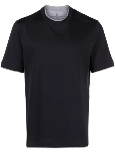 Brunello Cucinelli Layered-effect Crewneck T-shirt In Black