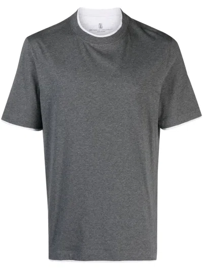 BRUNELLO CUCINELLI LAYERED-EFFECT COTTON T-SHIRT