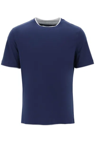 Brunello Cucinelli Layered-effect T-shirt In Blue
