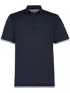 Brunello Cucinelli Silk-blend Faux-layered Polo Shirt In Blue