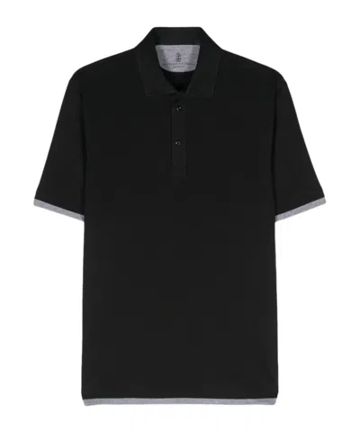 Brunello Cucinelli Layered-effect Polo Shirt In Black