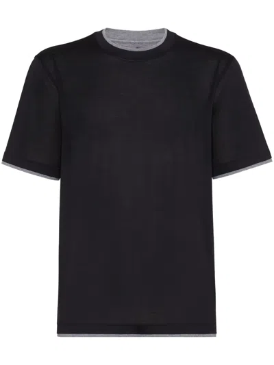 Brunello Cucinelli Layered-effect Crewneck T-shirt In Black