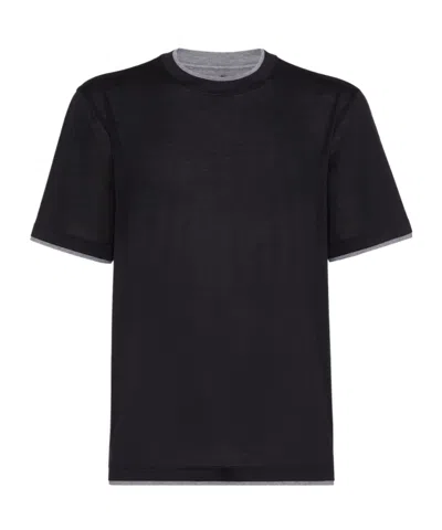 Brunello Cucinelli Layered-effect Crewneck T-shirt In Black