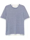 Brunello Cucinelli Men Crew-neck T-shirt With Faux-layering In Blau