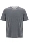 Brunello Cucinelli Layered-effect Cotton T-shirt In Grey