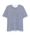 Brunello Cucinelli Men Crew-neck T-shirt With Faux-layering In Purple