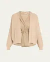 Brunello Cucinelli Layered Golf Cotton Organza Cardigan In Medium Brown