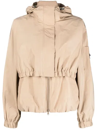 Brunello Cucinelli Layered Hooded Jacket In Beige