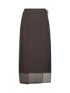 Brunello Cucinelli Layered Midi Skirt In Brown